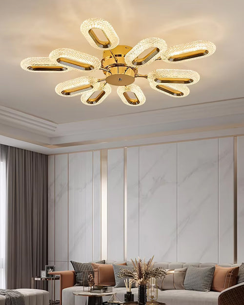 Golden Radiance Crystal Ceiling Light